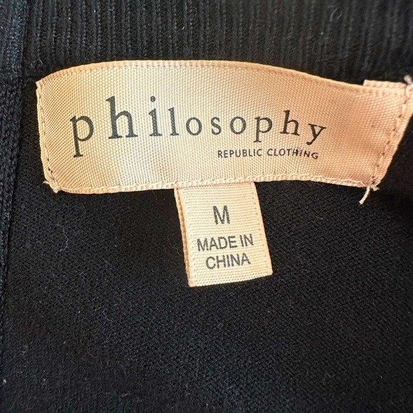 Philosophy quarter slv crew neck sweater Zip-up back neck Black Women’s Sz M - Picture 3 of 9